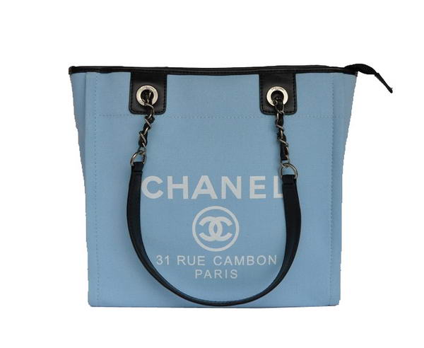 Replica Chanel Small Canvas Tote Shopping Bag A66940 Blue On Sale